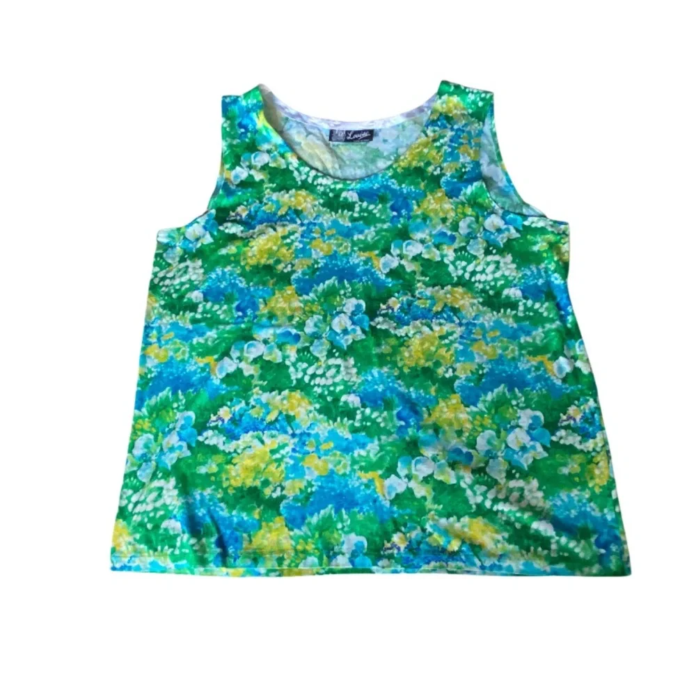 LOUISE Positano Italy Made NEW Cotton Art Wear Floral Tank Top Size L